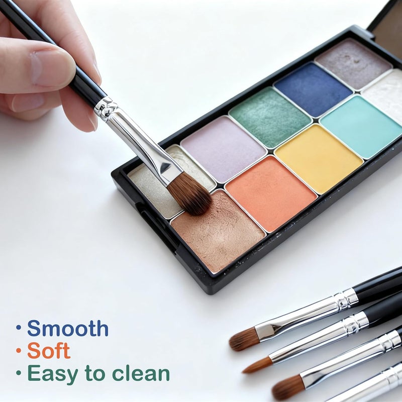 Quacc 6 PCS Little Make up Eyeshadow Brushes with Soft Synthetic Hairs, Flat Rounded Concealer Brush Eye Shadow Blending Brush for Concealer, Eyeshadow, Lipstick - Image 5